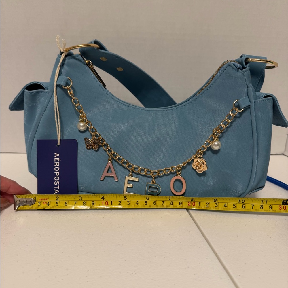 Aeropostale Light Blue Shoulder Bag with Gold Accents - Picture 8 of 9